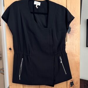 Laundry By Shelli Segal Black Blouse with Zipper Accents